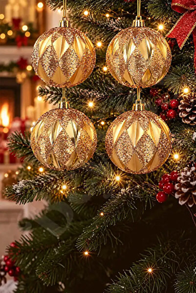 BeySüS Christmas Tree Ornament Luxury Rose Gold Cici Ball Set of 4 10 cm