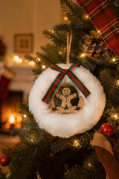 BeySüS Christmas Tree Ornament White Round Cookie Man Hanging Ornament