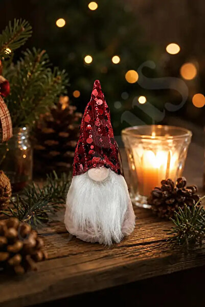 BeySüS Yılbaşı Çam Ağacı Süsü Şans Cücesi Gnome Kırmızı
