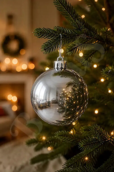 BeySüS Christmas Tree Ornament Shiny Silver Cici Ball 25 cm