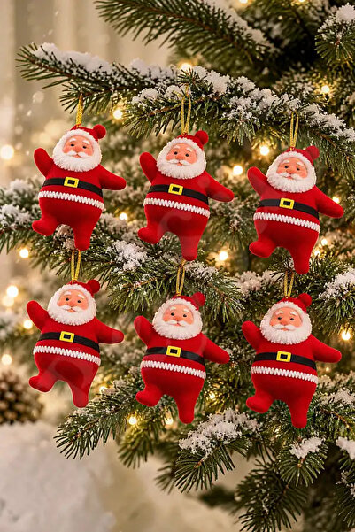 BeySüS Christmas Tree Ornament Mini Santa Claus Set of 6