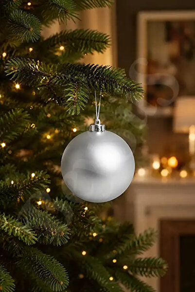BeySüS Christmas Tree Ornament Matte Silver Cute Ball 15 cm