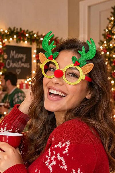 BeySüS Green Deer Nose Pine Tree Ornament Christmas Glasses