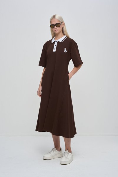 HANIQA Polo Collar Flared Dress