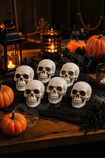 BeySüS Halloween Cadılar Bayramı Kuru Kafa 6 lı Beyaz