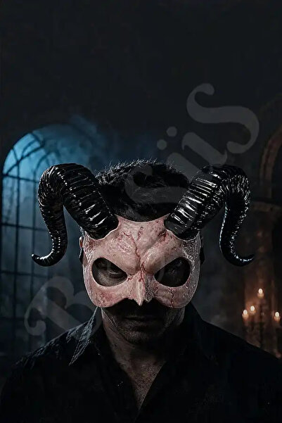 BeySüS Cadılar Bayramı Boynuzlu Faun Maske