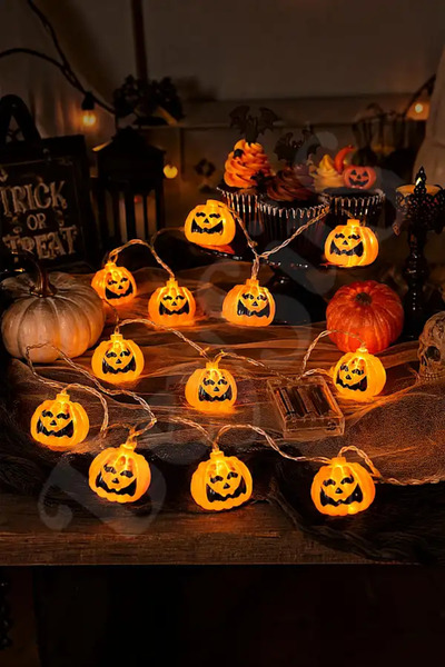 BeySüS Halloween Cadılar Bayramı Işıklı Led Balkabağı 12 li
