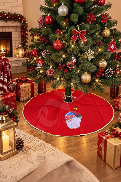 BeySüS Red Christmas Tree Cover with Santa Claus