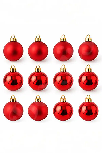 BeySüS Christmas Pine Tree Ornament Cici Top 4 cm 12Pcs Red