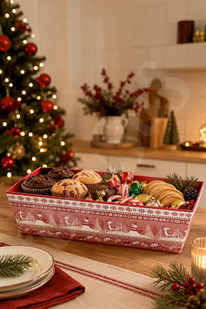 BeySüS Christmas Cardboard Bowl with Snowman and Deer Pattern