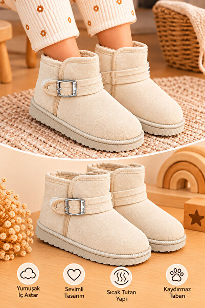 AlbiShoes Unisex Kız Erkek Çocuk Bebek Cırtlı Ev Botu Ev Ayakkabı Panduf Mini Bot Kreş Okul Günlük
