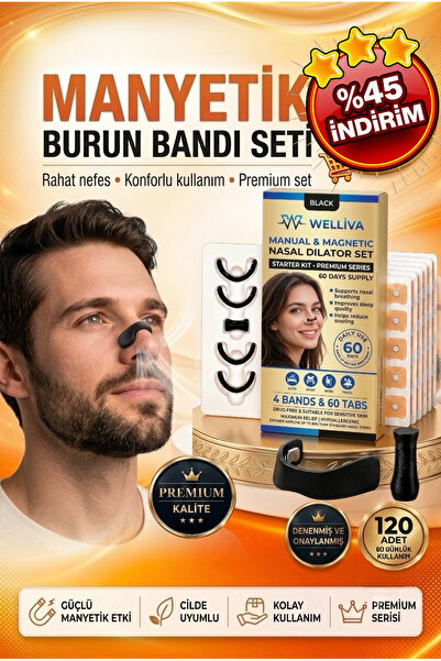 welliva Manyetik Burun Bandı Seti Premium 120’li , Horlama Azaltıcı Mıknatısl...