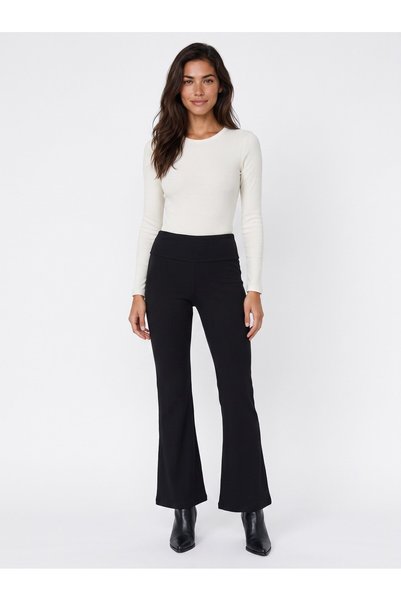 Juuuj Pantaloni negri din țesătură elastică, cu talie înaltă și curea groasă, croială modernă, stil spaniol.