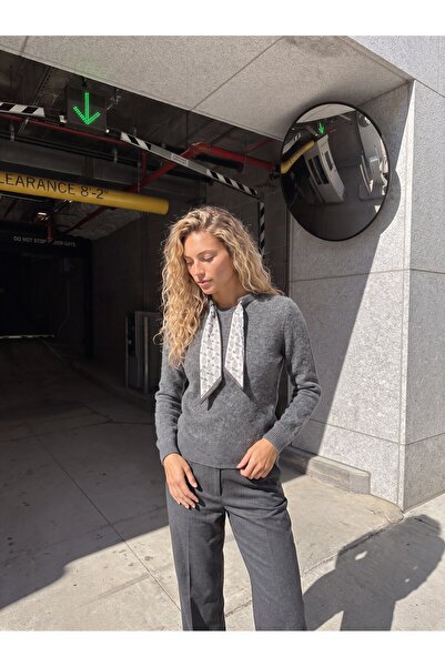 Juuuj Anthracite Soft Textured Stretchy Fabric Crew Neck Long Sleeve Knitwear...
