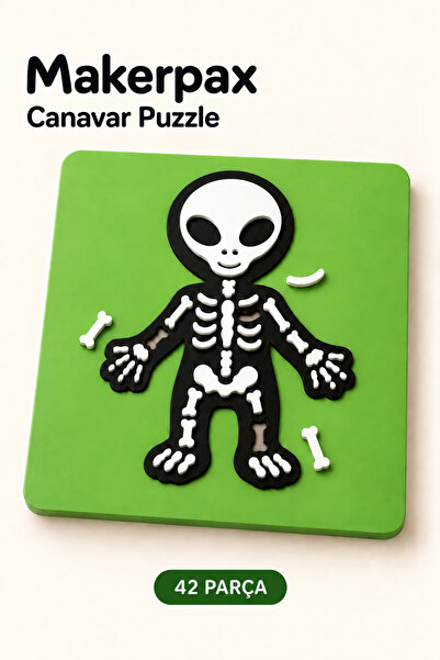 Makerpax Minipax Uzaylı Bul-Tak Puzzle 42 Parça - Çocuklar İçin Eğitici Geliş...