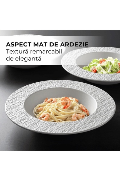 MIAMIO Set de 4 farfurii adânci pentru supă, colecția Oasis, ceramică, albe, 600 ml