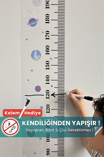Pi Papers Galaksi Temalı Boy Cetveli - Duvarda Iz Bırakmayan Akıllı Kağıt Sti...
