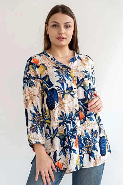 citycenterfashion Kadın Büyük Beden Katlama Kol Gömlek Bluz cty-akc-uzd1 %100...