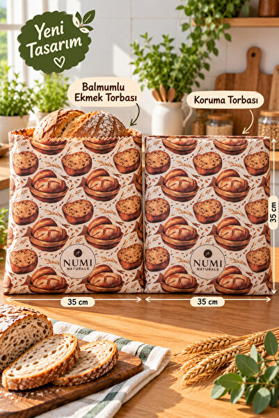 Genel Markalar Balmumlu Ekmek Saklama Torbası – 35x35 cm | Doğal Ham Kumaş To...