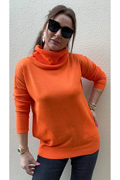 citycenterfashion Women's Degaje Collar Pocket Knitwear Sweater Cty-cnd-11369