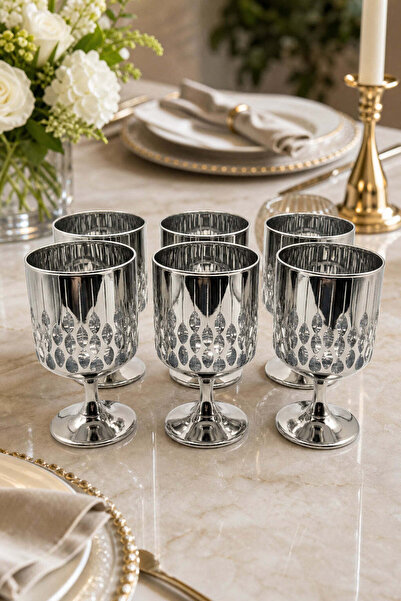 Kristal Market Handmade Cut Crystal Titanium Footed Water Soft Drink