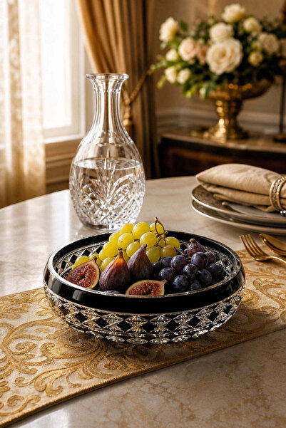 Kristal Market Handmade Crystal Patterned Amethist 28cm Tableware Presentatio...
