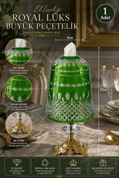 Kristal Market Handcrafted Royal Luxury Large Napkin Holder Candle Holder