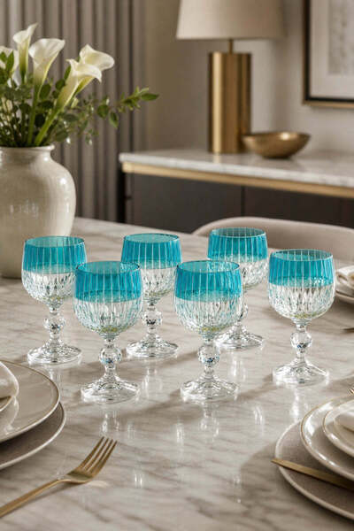 Kristal Market KRİSTAL AYAKLI LÜKS DEKOR BARDAK 6'lı Set