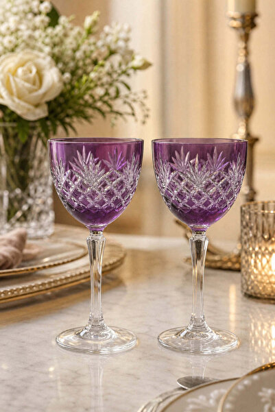 Kristal Market Kristal Ayaklı Püskül Desenli Lüks Kadeh 165cc