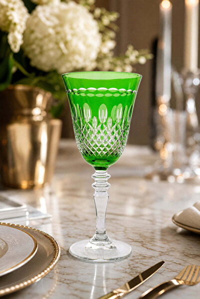 Kristal Market Handmade Crystal Drop Colorful Luxury Stemmed Goblet Water Gla...