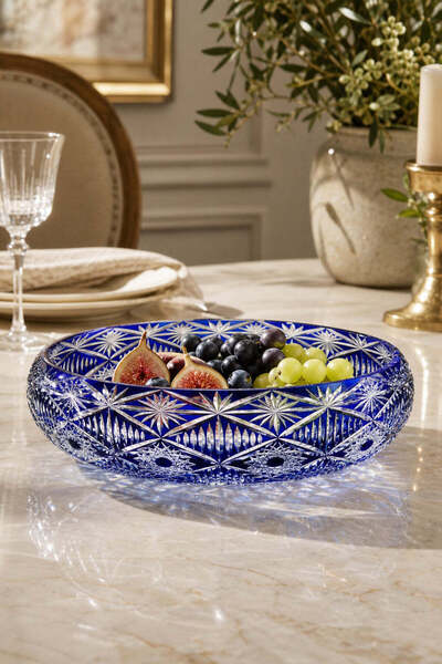 Kristal Market El Yapımı Kristal Avangart Vizyon 28 cm Dekoratif Sunumluk Kase