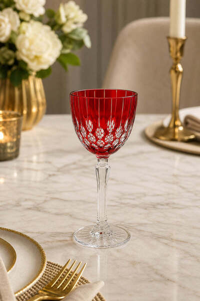 Kristal Market Handmade Drop Cut Crystal Stemmed Goblet 165Cc
