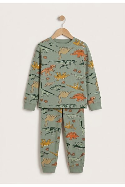 ROSAMİNA Little Explorer Dino 100% Cotton Boys' Pajama Set