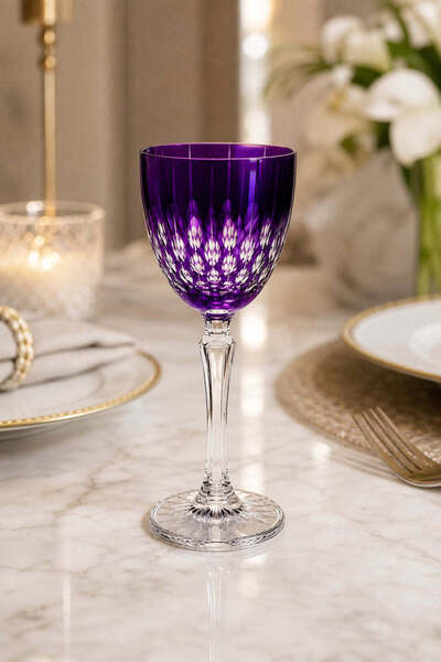 Kristal Market Handmade Drop Cut Crystal Stemmed Goblet 165Cc