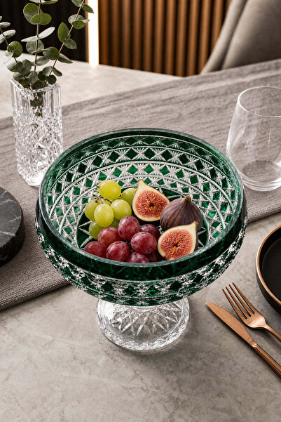 Kristal Market Handmade Crystal Patterned Amethist 28cm Tableware Presentatio...