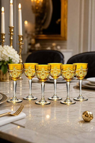 Kristal Market Moon Star Patterned Cut Crystal Glass 165Cc
