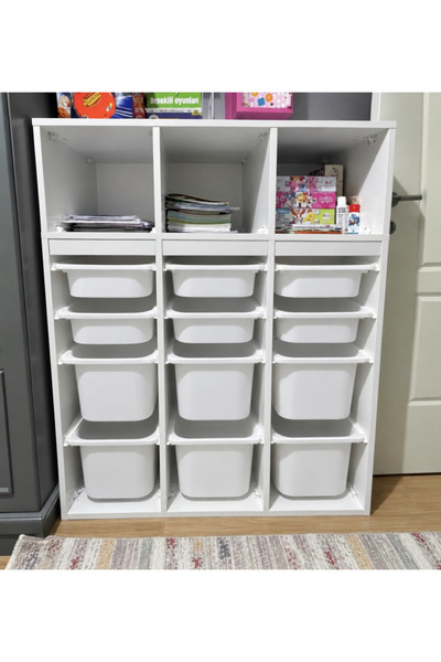OYUNCAK DOLABI Kitaplıklı Mdf Oyuncak Saklama Düzenleme Dolabı Kit-batu-4