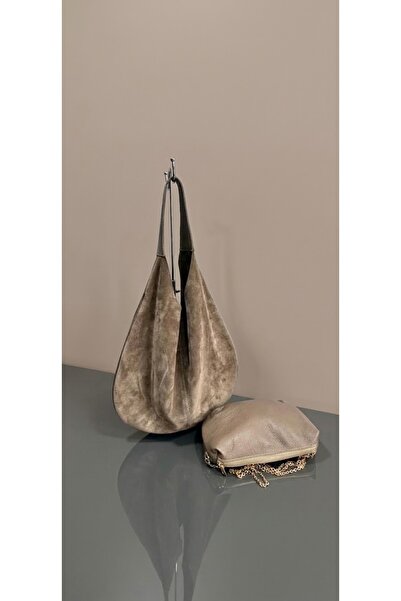My Easy Shop Γυναικεία τσάντα MesBag από γνήσιο δέρμα σουέτ με τσάντα για κου...