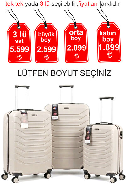 YEFA POLİPROPİLEN KALIN KIRILMAZ GÖVDELİ 3 LÜ VALİZ SETİ