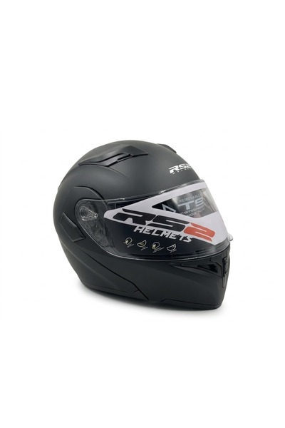 RS2 JK902 MAT SİYAH ÇENE AÇILIR MOTOSİKLET KASKI (ECE BELGELİ)