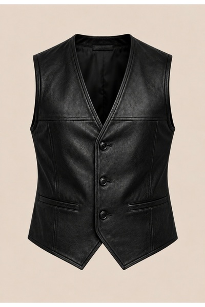 Velmora Leather Hakiki Deri Erkek Yelek