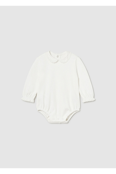 MAYORAL Baby Girl Snap Collar Bodysuit Ecru L25K2701