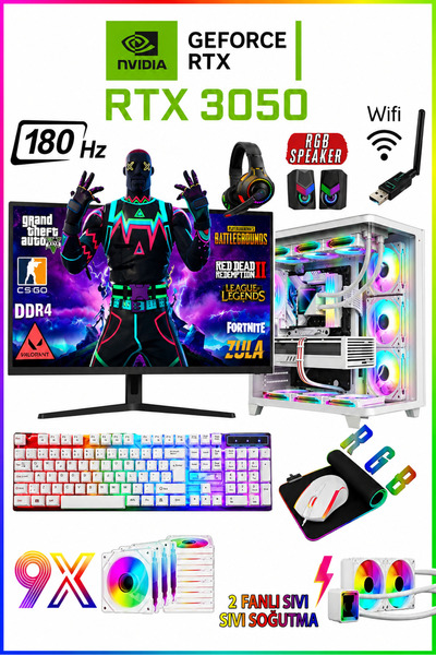 Dmc N322 Windows 11 Ryzen 7 5700 32GB RAM 1TB SSD RTX3050,24" 180Hz Sıvı Soğu...