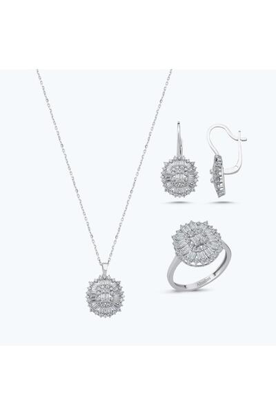 Altınbaş Altın Üçlü Baget Taşlı Set