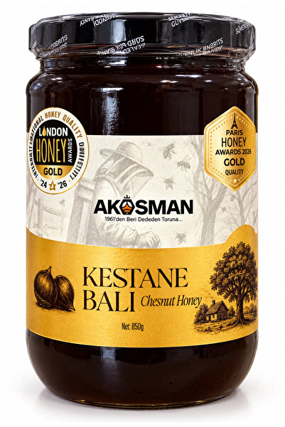 Akosman arıcılık Zonguldak Kestane Balı 850gr ( 1633 prolin 66 diastas )