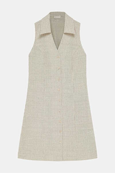 W Collection EKRU ÇİZGİLİ ELBİSE