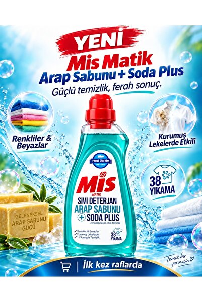 Mis Matik ARAP SABUNU Ve SODA ETKİLİ Sıvı Çamaşır Deterjanı Sihirli Sıvı 1 ADET