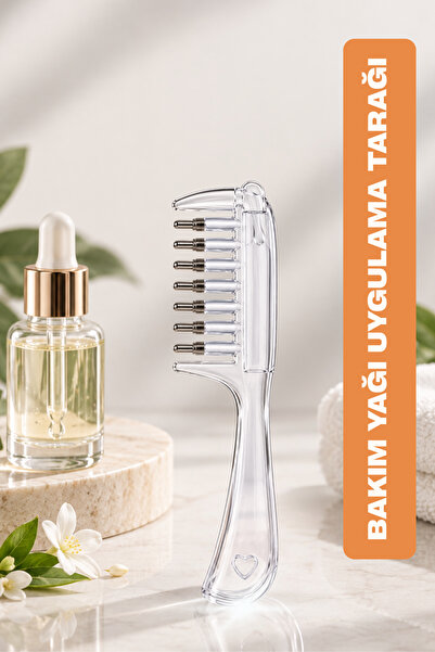 BEYZANA Serum Hazneli Saç Dibi Bakım Tarağı Metal Uçlu Saç Derisi Yağ ve Seru...