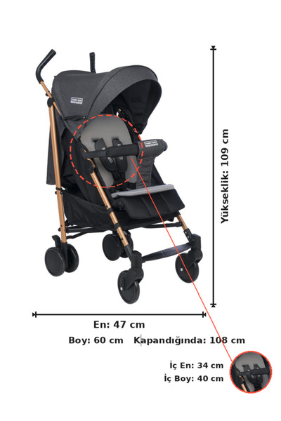Tommybaby Luppo Gold Tam Yatar Baston Bebek Arabası Puset