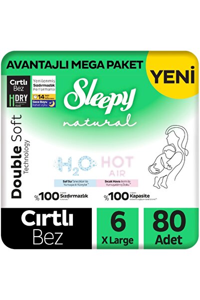 Sleepy Natural Double Soft Avantajlı Mega Paket Bebek Bezi 6 Numara Xlarge 80...
